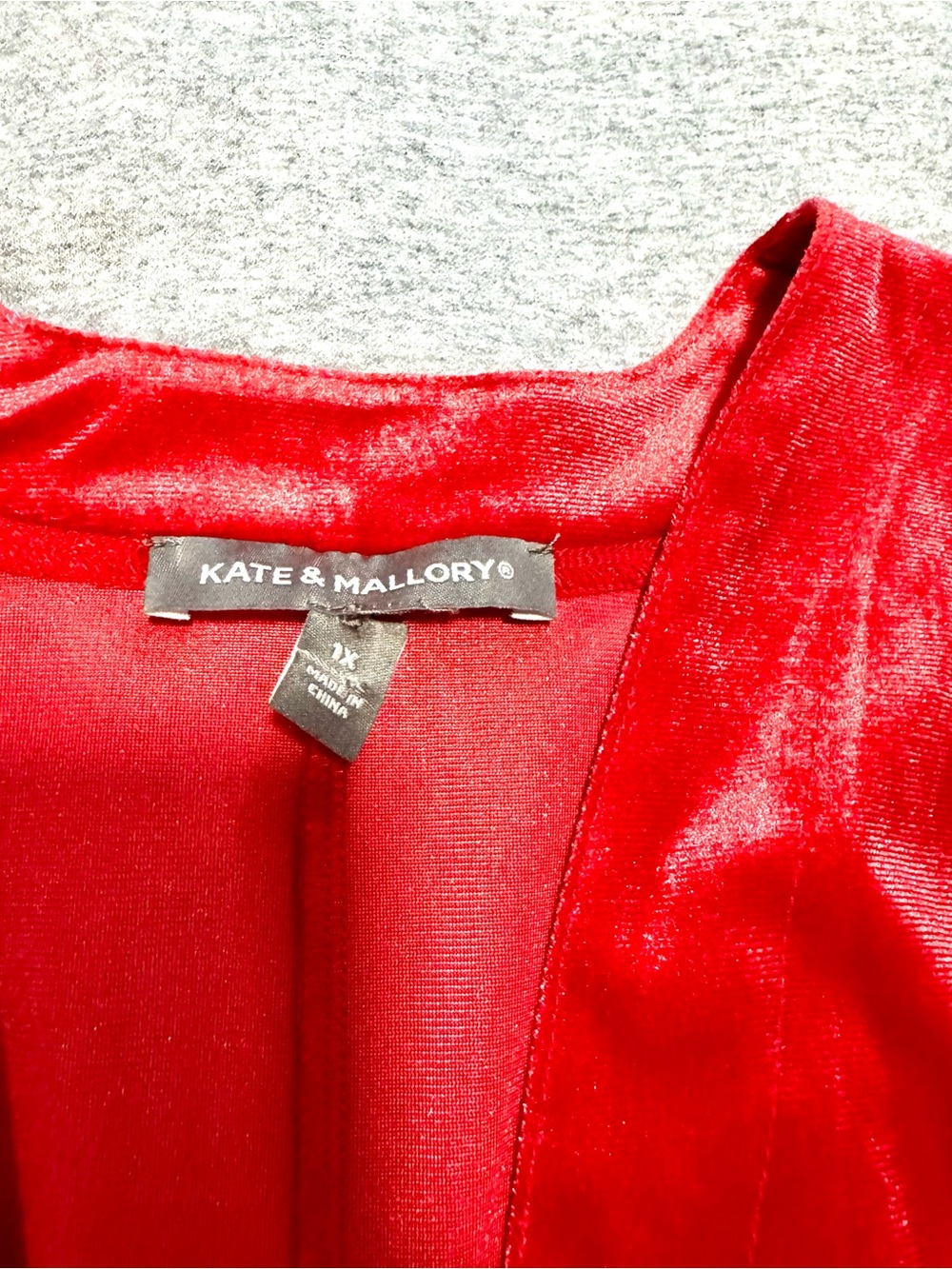 Kate & Mallory Red Velvet Ruffle-Front Long Cardigan - Picture 5 of 8
